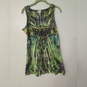 One World Beach cover up women’s Small Green Top